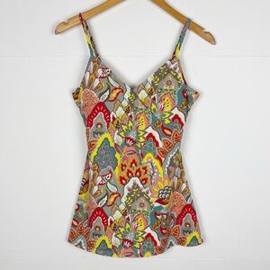 Garnet Hill Signature Surplice Wrap Front Swim
Dress Paisley Print Size 4